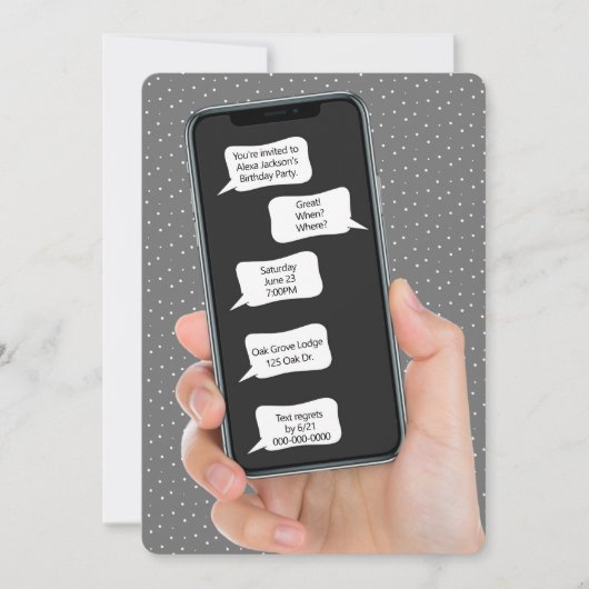 Textblasen für Geburtstagsparty Einladung (Vorderseite)