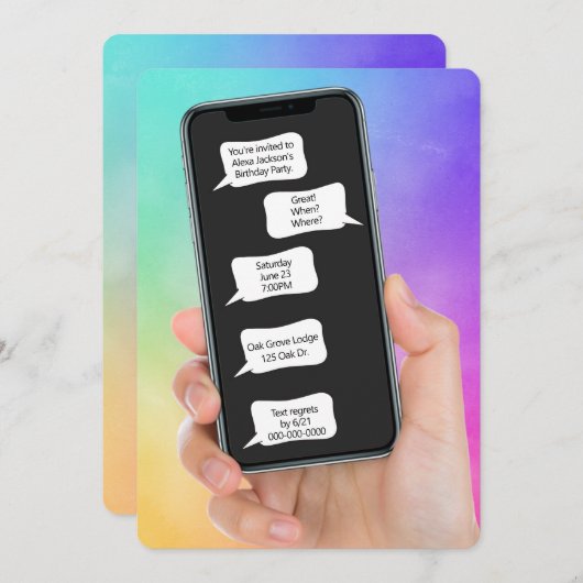 Textblasen für Geburtstagsparty Einladung (Vorne/Hinten)