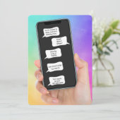 Textblasen für Geburtstagsparty Einladung (Stehend Vorderseite)