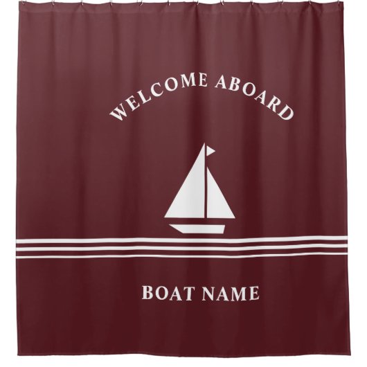 Textdarstellung des Namens des nautischen Burgundy Duschvorhang (Vorderseite)