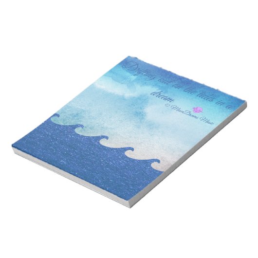 Texte Abstrakt Sea Blue Sparkling Waves Notizblock (Rotiert)