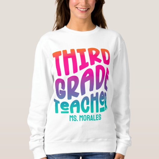Texteditor der dritten Klasse - farbenfrohe Ombre Sweatshirt (Vorderseite)