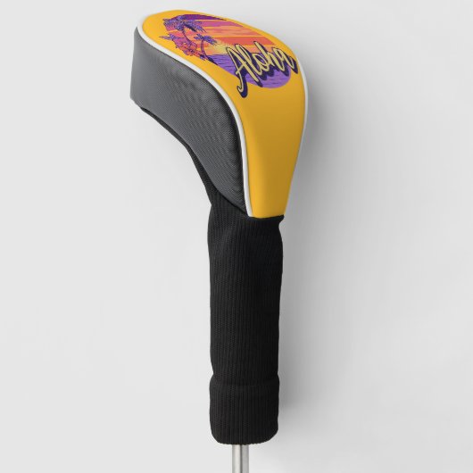 Textentwurf "Aloha" im Retro-Stil Golf Headcover (angewinkelt)
