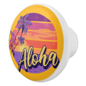 Textentwurf "Aloha" im Retro-Stil Keramikknauf (Rechts)