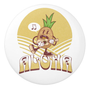 Textentwurf "Aloha" im Retro-Stil Keramikknauf