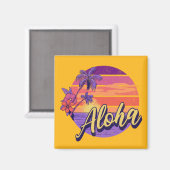 Textentwurf "Aloha" im Retro-Stil Magnet (Vorderseite/Rückseite)