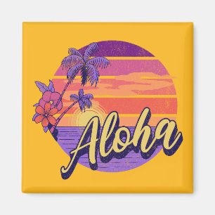 Textentwurf "Aloha" im Retro-Stil Magnet