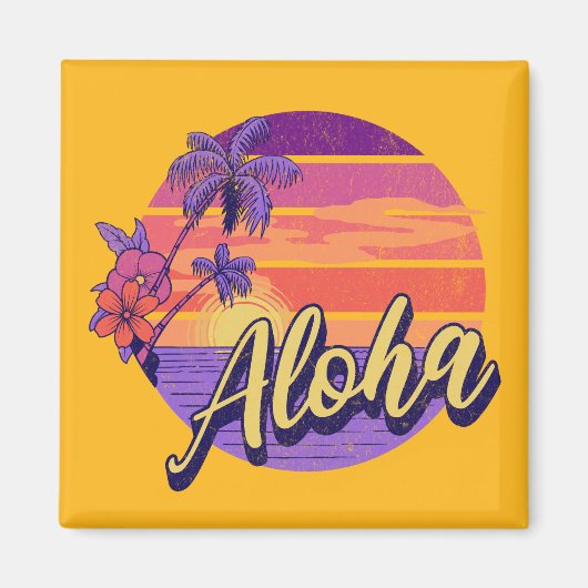 Textentwurf "Aloha" im Retro-Stil Magnet (Vorne)
