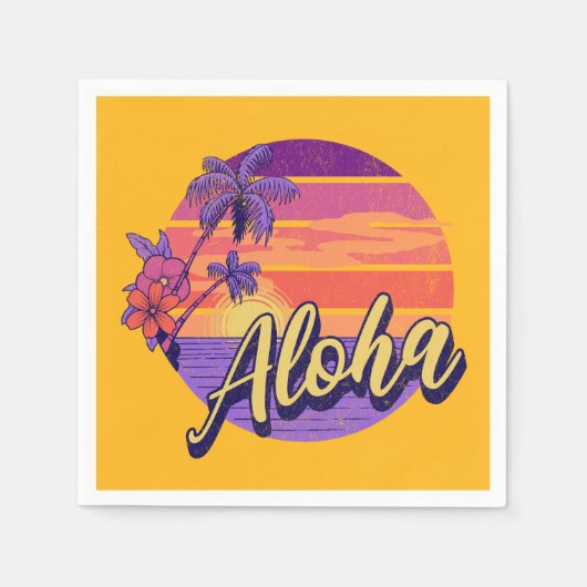 Textentwurf "Aloha" im Retro-Stil Serviette (Vorderseite)