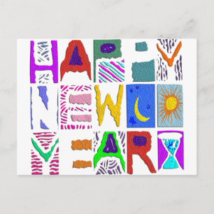 Textentwurf "Happy New Year" Feiertagspostkarte
