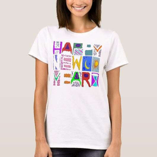 Textentwurf "Happy New Year" T-Shirt (Vorderseite)