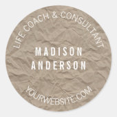 Textepapier | Minimalistisches, modernes, einfache Runder Aufkleber (Vorderseite)