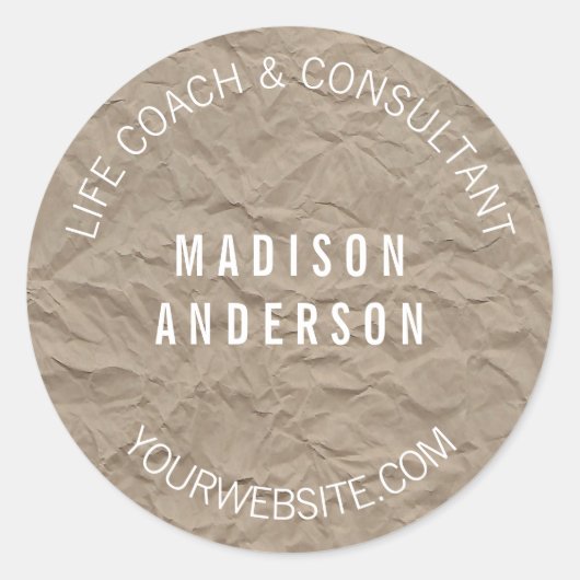 Textepapier | Minimalistisches, modernes, einfache Runder Aufkleber (Vorderseite)