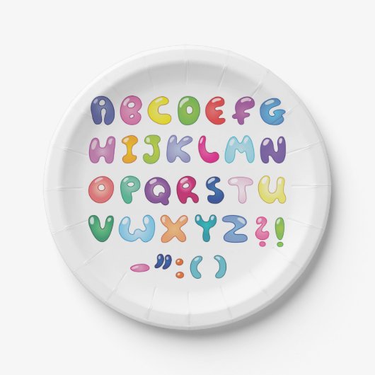 Textfeld Alphabet Pappteller (Vorderseite)