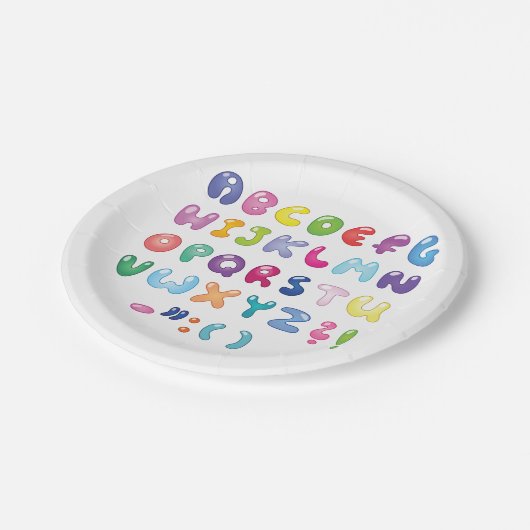 Textfeld Alphabet Pappteller (Schrägansicht)