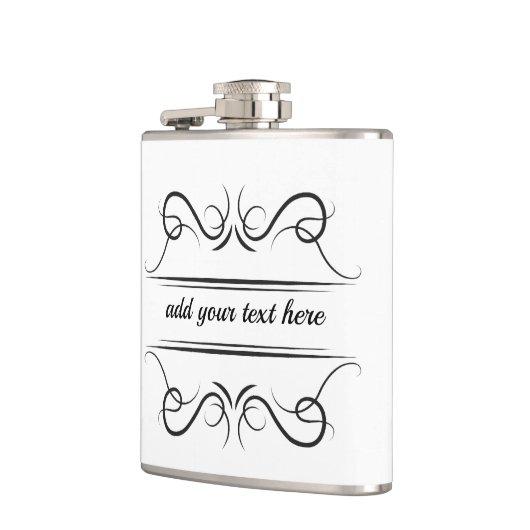 Textfeld Eleganter Scroll Flask Flachmann (Links)
