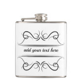 Textfeld Eleganter Scroll Flask Flachmann (Vorderseite)