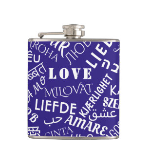 Textfeld für mehrsprachige Liebe - Farben auswähle Flachmann