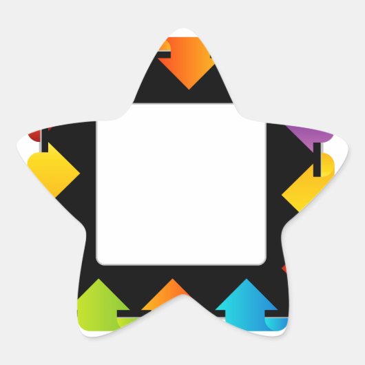 Textfeld mit Pfeilen Stern-Aufkleber (Vorderseite)