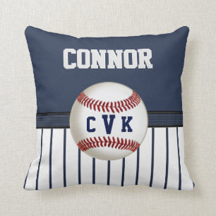 Textfeld "Navy and White Striping Baseball Pillow  Kissen