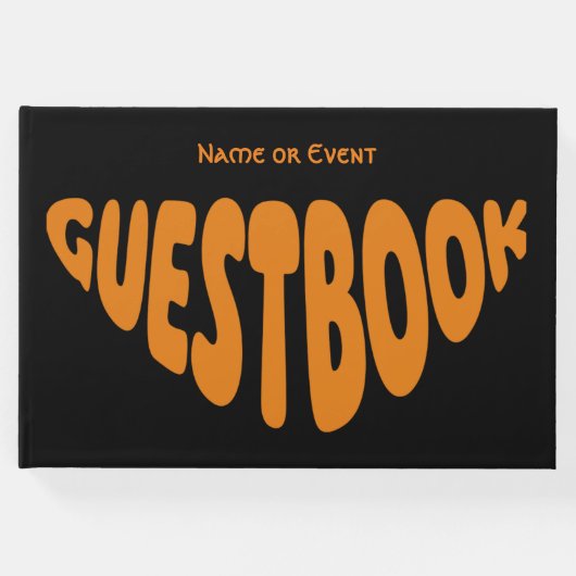 Textfeld Retro Orange Custom Gästebuch (Vorderseite)