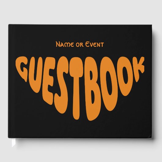 Textfeld Retro Orange Custom Gästebuch (Vorderseite)