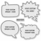 Textfeld und Name Sprachblöcke Aufkleber (Vorderseite)