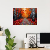 Textierte Herbst-Waldkunst Print für gemütliche Zu Poster (Heimbüro)