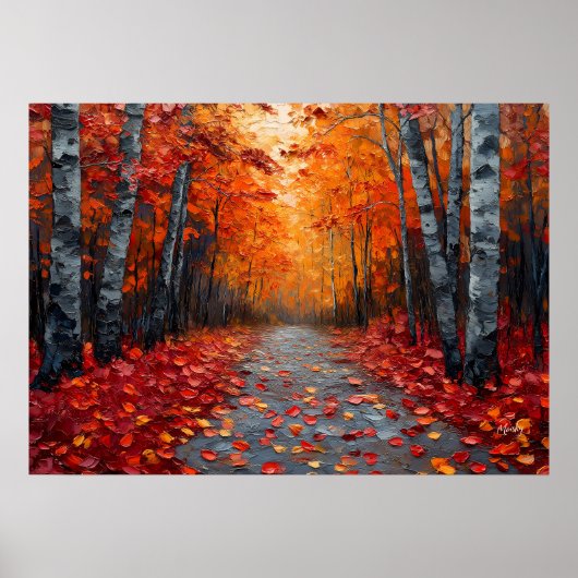 Textierte Herbst-Waldkunst Print für gemütliche Zu Poster (Vorne)