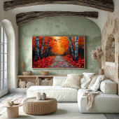Textierte Herbst-Waldkunst Print für gemütliche Zu Poster