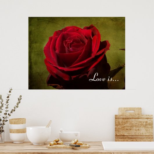Textierte Rote Rose Poster drucken (Küche)