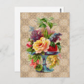 Textierte Vintage Blumendarstellung Postkarte (Vorne/Hinten)