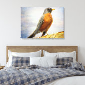Textil American Robin Stretch Canvas Print Leinwanddruck (Insitu (Schlafzimmer))