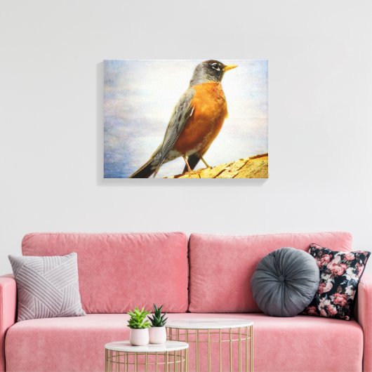 Textil American Robin Stretch Canvas Print Leinwanddruck (Insitu (Wohnzimmer))