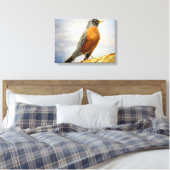 Textil American Robin Stretch Canvas Print Leinwanddruck (Insitu (Schlafzimmer))