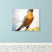 Textil American Robin Stretch Canvas Print Leinwanddruck (Insitu (Holzboden))