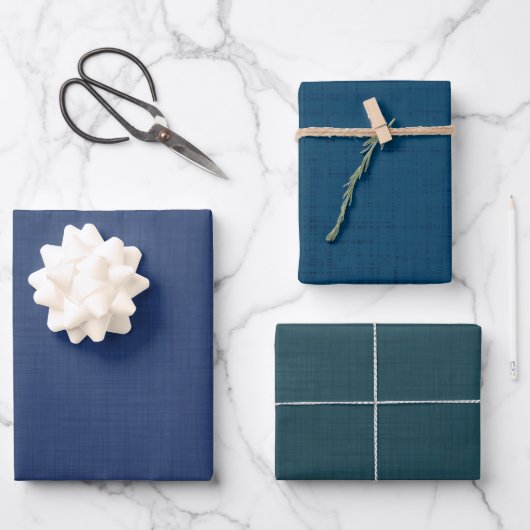 Textil dunkelblau geschenkpapier set (Vorderseite)