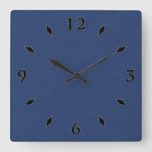 Textil dunkelblau quadratische wanduhr