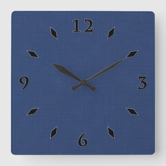 Textil dunkelblau quadratische wanduhr (Vorderseite)
