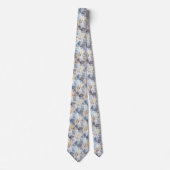 Textil hellblau, beige Zackenhalsbinde Krawatte (Vorderseite)
