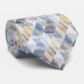 Textil hellblau, beige Zackenhalsbinde Krawatte (Gerollt)