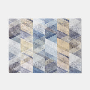 Textil hellblau, beige Zickzack-Servietten Fußmatte