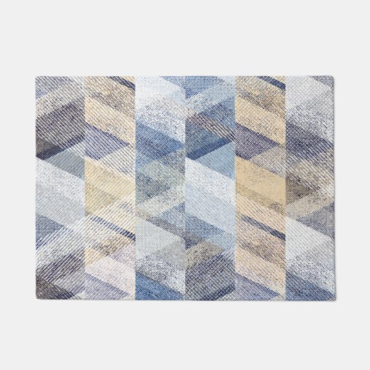 Textil hellblau, beige Zickzack-Servietten Fußmatte (Vorderseite)