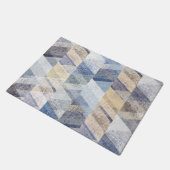 Textil hellblau, beige Zickzack-Servietten Fußmatte (Schrägansicht)