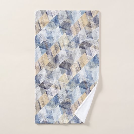 Textil hellblau, beige Zigzag  Badhandtuch Set (Handtuch)
