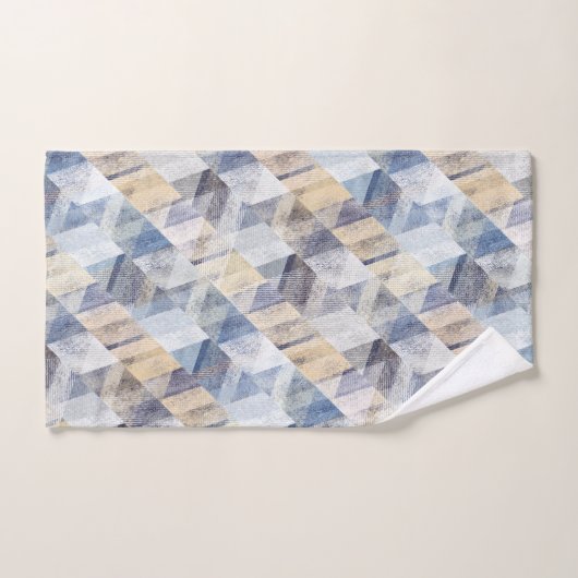 Textil hellblau, beige Zigzag  Badhandtuch Set (Handtuch)