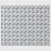 Textil hellblau, beige Zigzag Geschenkpapier (Flach)