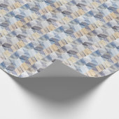 Textil hellblau, beige Zigzag Geschenkpapier (Ecke)