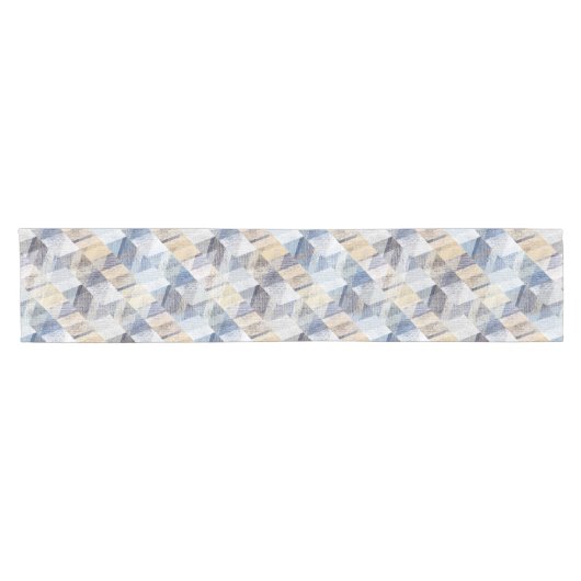 Textil hellblau, beige Zigzag Kurzer Tischläufer (Horizontal)