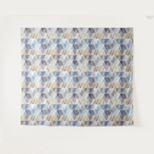 Textil hellblau, beige Zigzag Wandteppich
